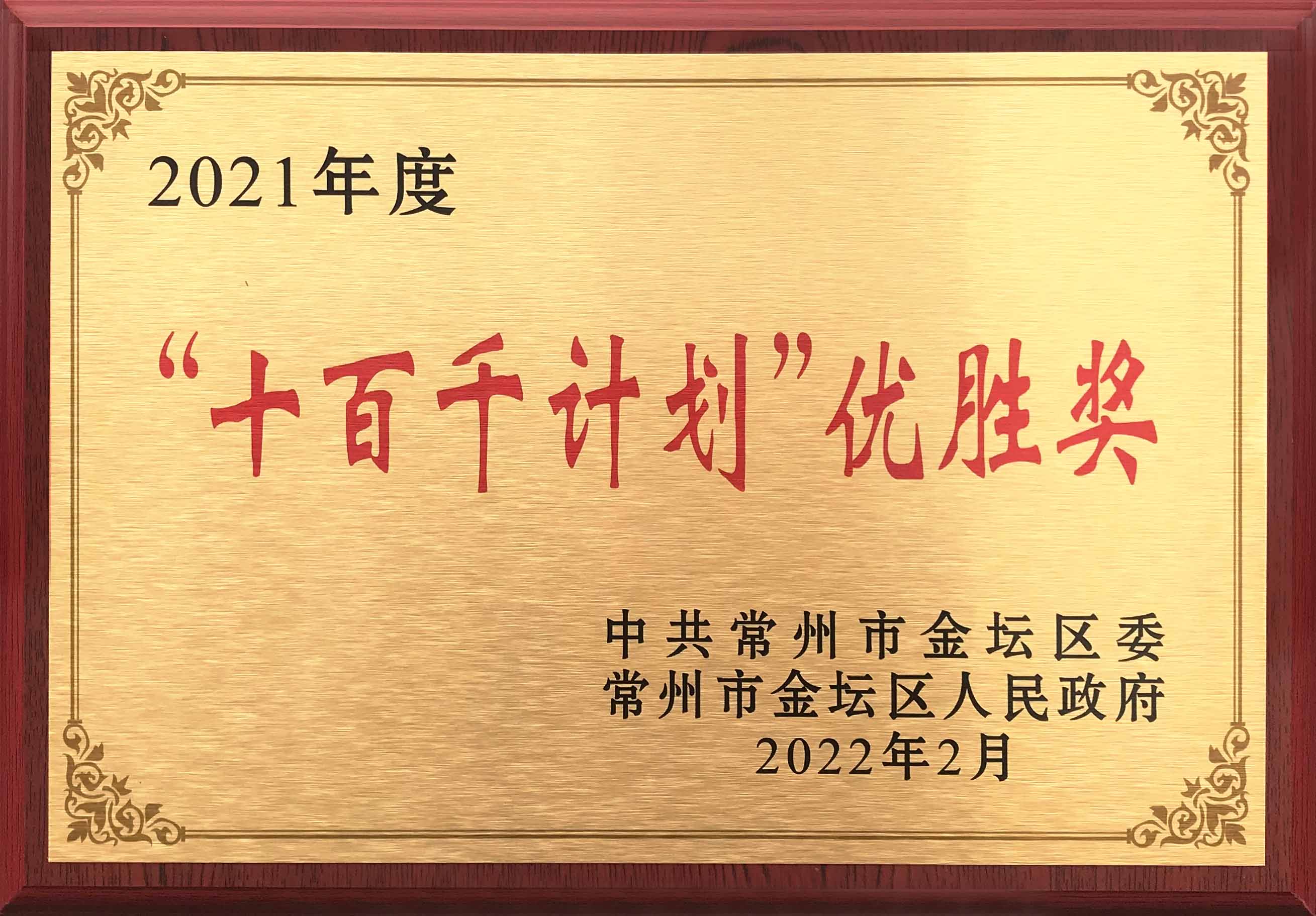 NG28荣获商丘市金坛区2021年度“十百千打算”优胜奖